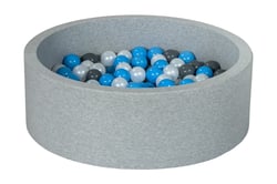 Piscine à balles Aire de jeu + 200 balles perle, gris, bleu clair - Velinda