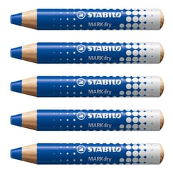 Crayon marqueur effaçable - STABILO MARKdry - Bleu - Lot de 5