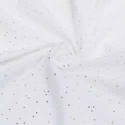 Coupon de tissu double gaze de coton, Pois Or Glitter - Laize : 130 cm