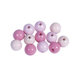 Perles en bois polies 10mm Tons roses 52 pièces