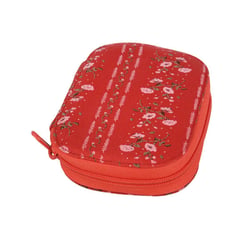 Pochette à couture 14cmx9cm imprimé fleurs fonds rouge
