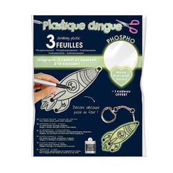 Pochette 3 feuilles Plastique Dingue Phosporescent - Graine Creative - Bleu