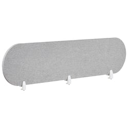 Séparateur de Bureau Gris Clair en PET Acoustique Recouvert de Tissu 180 x 40 cm avec Pinces de Fixation