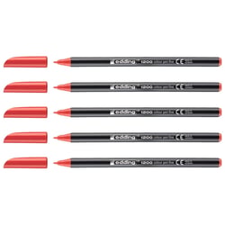 Lot de 5 feutres de coloriage pointe fine 1 mm - EDDING - Rouge - 1200