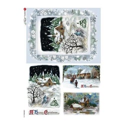 1 feuille de papier de riz 22.5 x 32 cm découpage collage Paper Designs AMBIANCE DE NOEL 0266