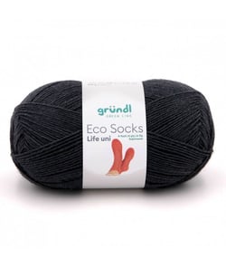 Laine à chaussettes à tricoter ECO SOCKS LIFE UNI - 100 GR - Grundl - certifiée Oeko-Tex 05 Gris