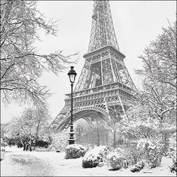 Lot de 4 serviettes en papier découpage collage 33 cm PARIS TOUR EIFFEL NEIGE N 450