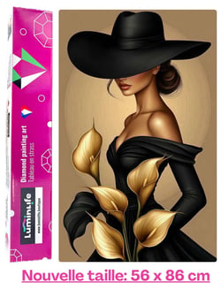 Diamond Painting Broderie Diamant LUMINLIFE 50x70cm, 5D, diamants ronds - Chapeau noir