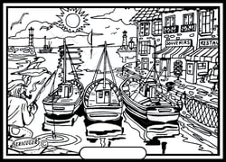 Tableau velours a colorier Port de pêche Sericolor
