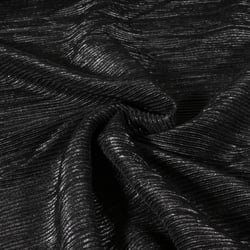 Tissu Plissé Shinny pailleté argenté sur fond Noir