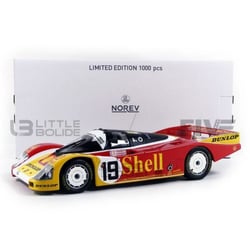 Voiture miniature de collection - NOREV - PORSCHE 962 C Shell - 1/18 - Le Mans 1988 - Jaune/Rouge/Noir