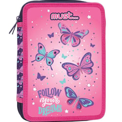 Trousse garnie Papillons Roses 21 CM - 2 compartiments