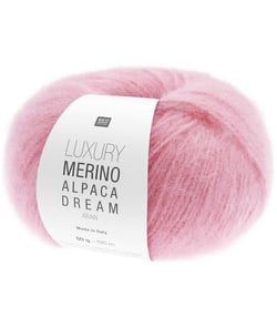 Pelote de laine et alpaga LUXURY MERINO ALPAGA DREAM ARAN - Rico Design - Le fil noble et volumineux au toucher cocooning 03 Rose