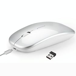 Souris Bluetooth Sans Fil Rechargeable Ultra Fine et Silencieuse Or Argent YONIS