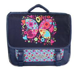 Cartable Scolaire Primaire 38cm Phileas - Papillon Bleu Marine  2 Compartiments - Bagtrotter