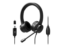 PORT Connect Casque USB stéréo de bureau confortable avec microphone réduction de bruit avec télécommande noir