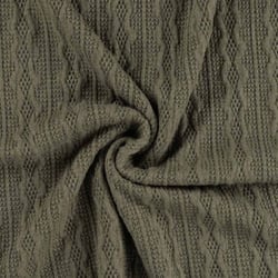 Tissu Upcycling Coupon de 170 cm Maille torsadée extensible Vert kaki