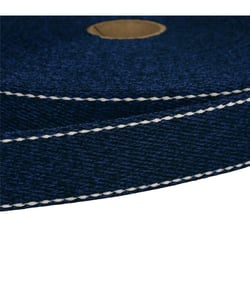 Sangle chinée point sellier 30mm bleu marine au mètre