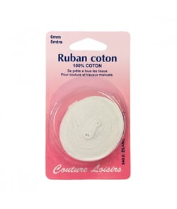 Ruban coton ourlets blanc 6 mm X 5 m - Distrifil Blanc