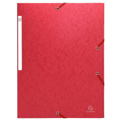 Chemises à élastiques carte lustrée 3 rabats monobloc - Rouge - x 50 - Exacompta