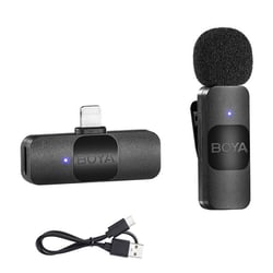 Microphone Lavalier Sans Fil BOYA BY-V1 - Connecteur Lightning - Compatible iOS - Noir