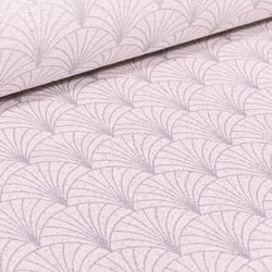 Tissu Toile Polycoton Lurex Eventails Blanc