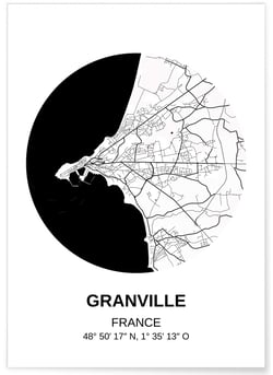 Affiche Carte Granville | A3 : 29,7x42cm