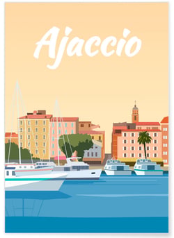 Affiche ville Ajaccio 2 | A3 : 29,7x42cm