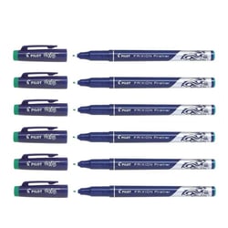 Lot de 6 Stylos Feutres Fineliner effaçable - PILOT - Vert - Pointe fine 0,45 mm