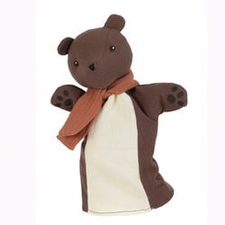Marionnette ours – coton double gaze - Egmont Toys - Marron
