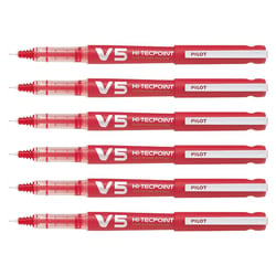 Lot de 6 Stylos roller rechargeables Pilot Begreen V5 pointe fine rouge