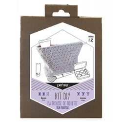 Prima Mercerie | Kit couture Ma trousse de toilette | Tissu enduit étanche | Trousse maquillage ou toilette | Pas-à-pas inclus