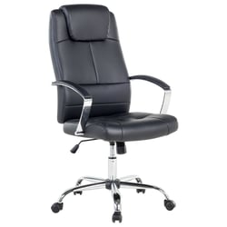 Chaise de Bureau Fauteuil Cuir PU Noir avec Pied Chromé à Roulettes Réglable en Hauteur Design Ergonomique Moderne avec Dossier Inclinable Beliani