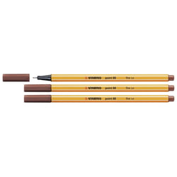 Lot de 3 stylos-feutres pointe fine 0,4 mm - STABILO - Sienne brûlée - Point 88