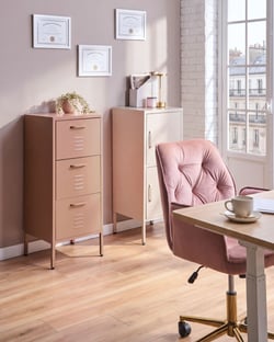 Armoire et Commode de Bureau en Acier Rose Pêche composé de Trois Tiroirs pour ranger les Dossiers Beliani