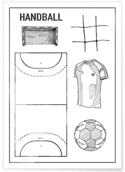 Affiche Terrain de handball | A3 : 29,7x42cm