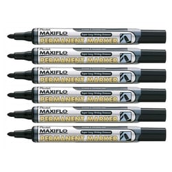Lot de 6 marqueurs permanents - PENTEL - MAXIFLO NLF50 - Pointe ogive 2 mm - Noir