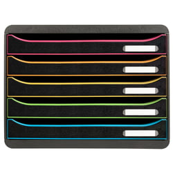 Module de classement Big Box Plus horizon 5 tiroirs Glossy - Noir/arlequin - Exacompta