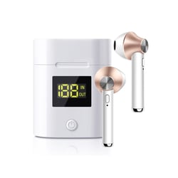 Avizar Écouteurs Sans Fil Bluetooth 5.0 TWS Modèle JeezPro avec Affichage LED Dorée