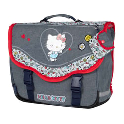 Cartable 38 cm – HELLO KITTY KISS KISS – Gris/Rouge – 2 compartiments