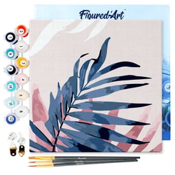 Mini Peinture par Numéro Figured'Art 20x20cm avec cadre Feuille de Palmier Areca - Petit Format