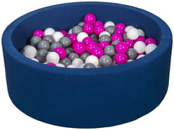 Piscine à balles Aire de jeu + 200 balles bleu marine blanc,rose,gris - Velinda