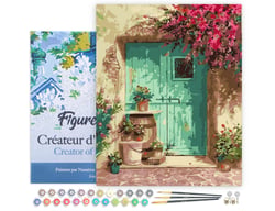 Peinture par Numéro Figured'Art avec Cadre - Entrée fleurie - Kit de Loisir Créatif DIY Numéro d'Art Complet - 40x50cm toile tendue sur châssis
