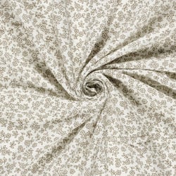 Tissu Double gaze de Coton Petites fleurs Lilou sur fond Ecru