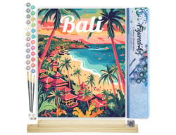 Peinture par Numéro Figured'Art - Affiche de voyage Bali - Kit de Loisir Créatif DIY Numéro d'Art Complet - 40x50cm toile roulée + châssis en bois à monter