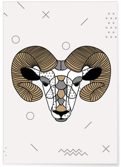 Affiche Bélier scandinave | A3 : 29,7x42cm