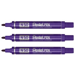 Lot de 3 marqueurs permanents PENTEL PEN N50 pointe conique 4,3mm - Violet