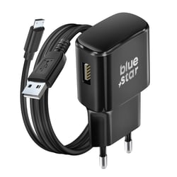 Blue Star Chargeur Secteur Universel USB QuickCharge 2.0 avec Câble Micro-USB Noir