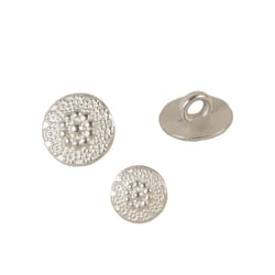 Lot de 3 boutons métal fleurs argent