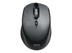 PORT Connect Pack de bureau professionnel sans fil clavier 12 raccourcis multimédia avec indicateurs LED + souris 3 boutons 1600 DPI 2.4 Ghz USB-A & USB-C noir